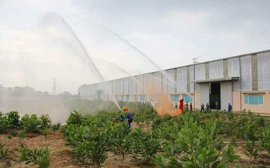 Sử dụng vòi rồng cứu hỏa.